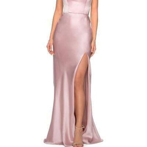 NWT La Femme 27010 Satin Prom Dress Pink Size 6 - Picture 3 of 12